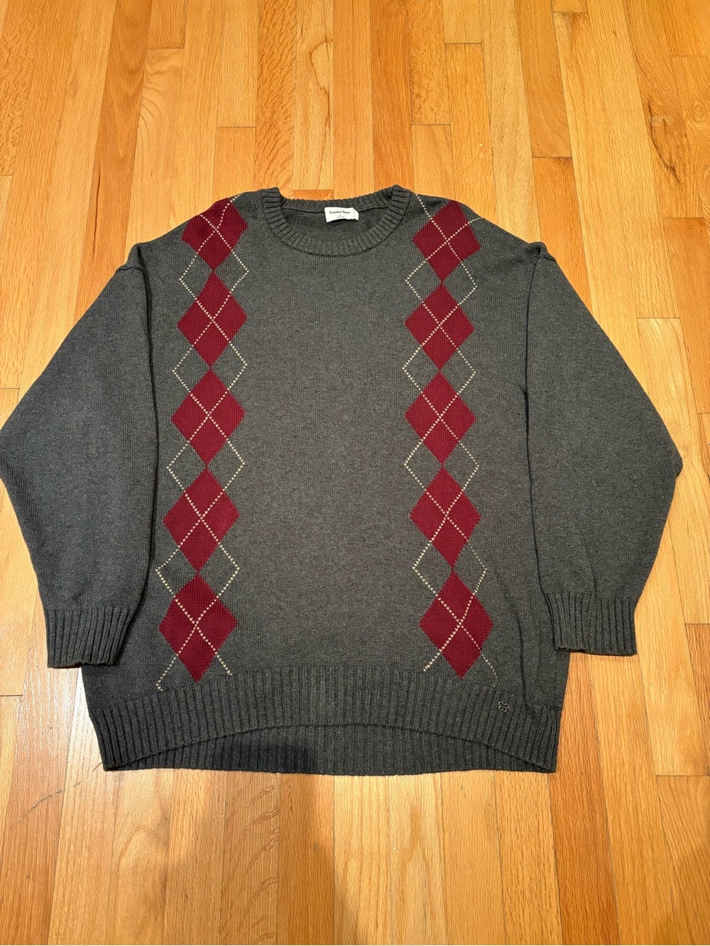 Sunday Best Charcoal Crewneck Sweater with Burgundy Argyle